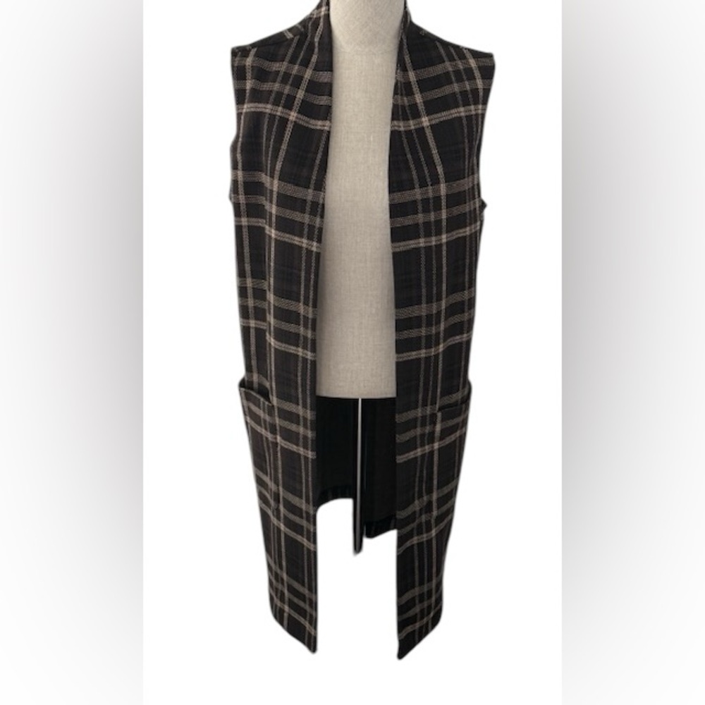 Up!  Mayfair Plaid Jacquard Duster Vest